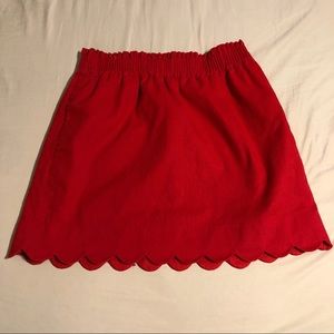 J. Crew Factory Red Scalloped Mini Skirt